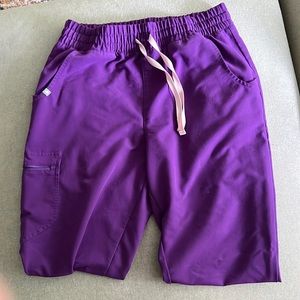 Size medium, high waisted, electric purple scrub joggers. Figs.